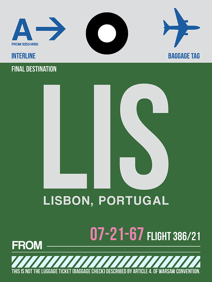 LIS Lisbon Luggage Tag II Digital Art by Naxart Studio