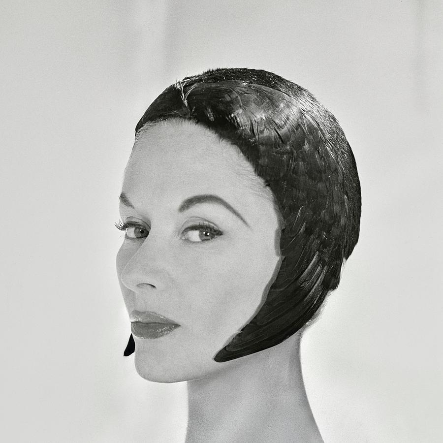 Lisa Fonssagrives-penn In A Black Feathered Hat Photograph by Horst P Horst