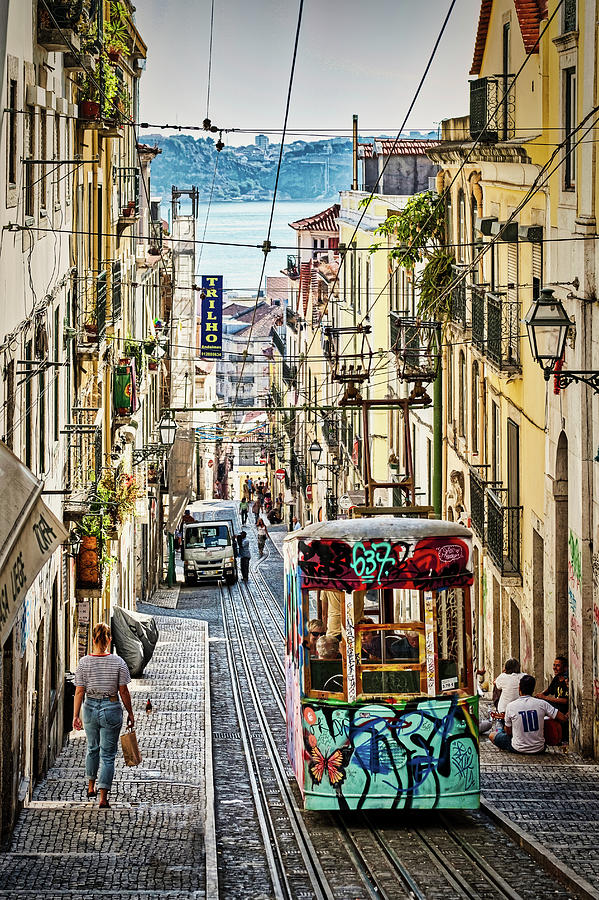 Lisbon Funicular Tram - Portugal Photograph by Stuart Litoff