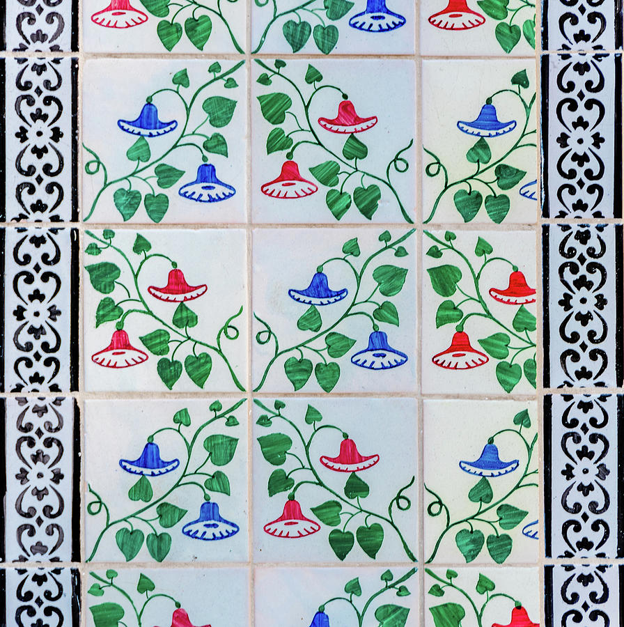 Lisbon Mosaic, Vine Pattern Photograph by Marcy Wielfaert