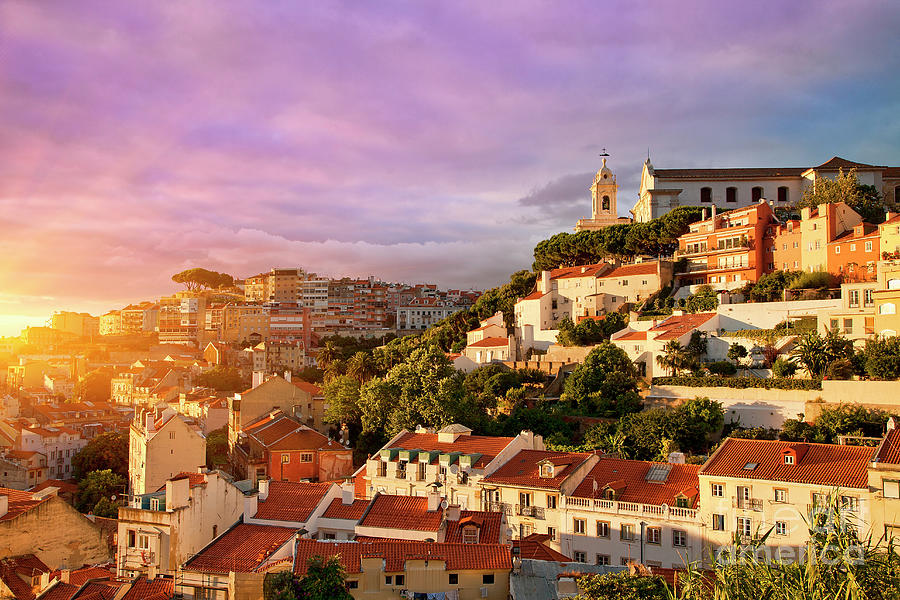 Lisbon, Old Town At Sunset Photograph by Sylvain Sonnet