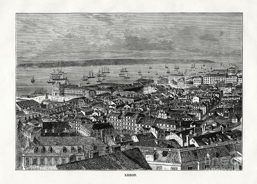 Lisbon, Portugal, 1879. Artist Laplante Drawing by Print Collector