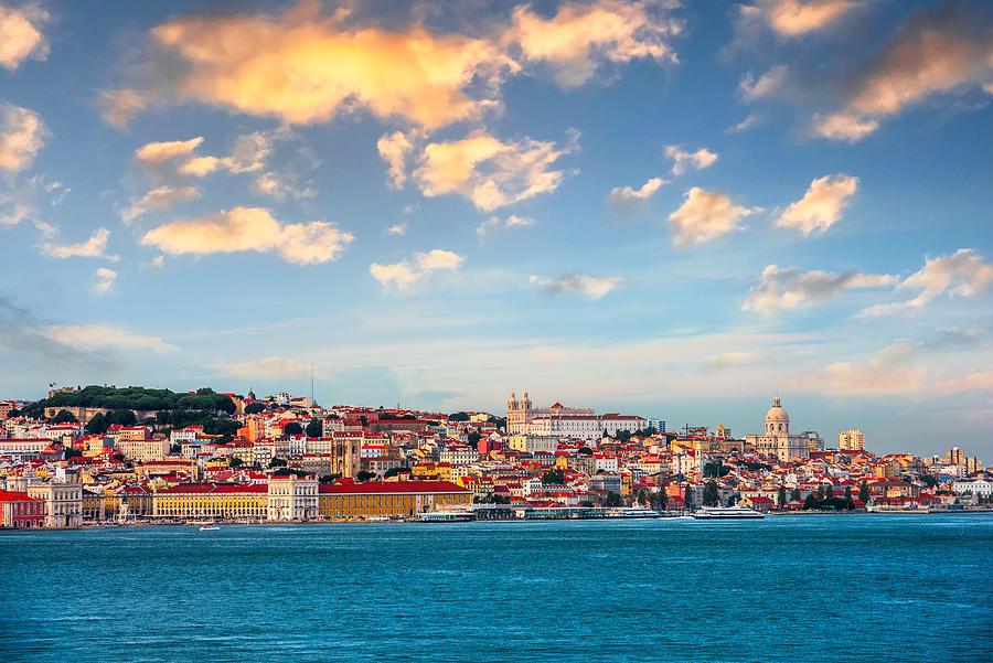 Transportation Photograph - Lisbon, Portugal Skyline On The Tagus by Sean Pavone