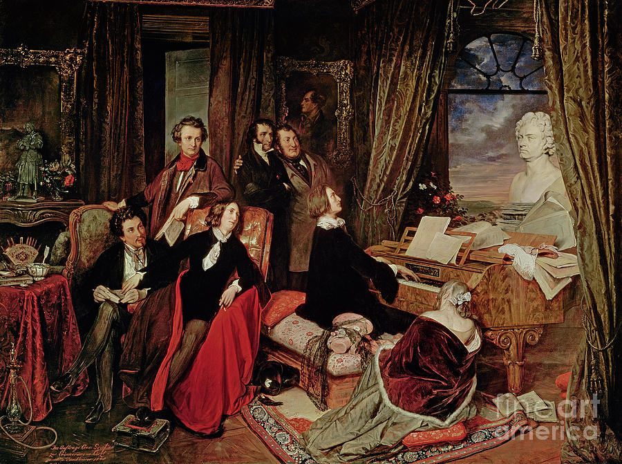 Liszt At The Piano, 1840 Painting by Josef Danhauser