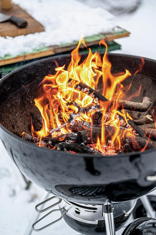 Lit Wood Burning Grill Photograph by Sebastian Schollmeyer