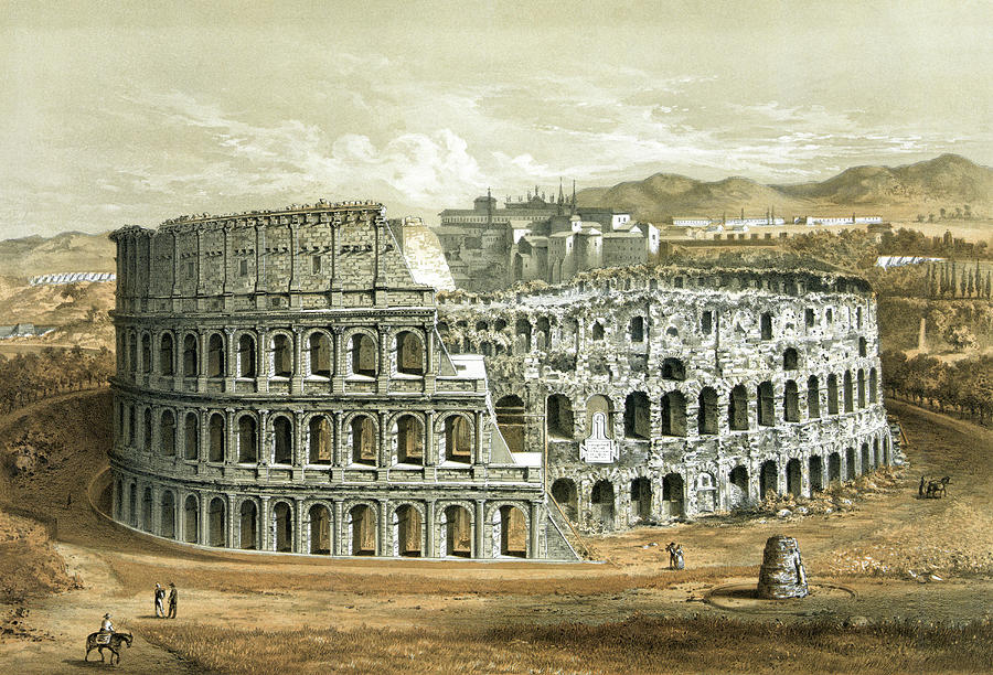 Lithograph Of The Coliseum At Rome Photograph by John Parrot