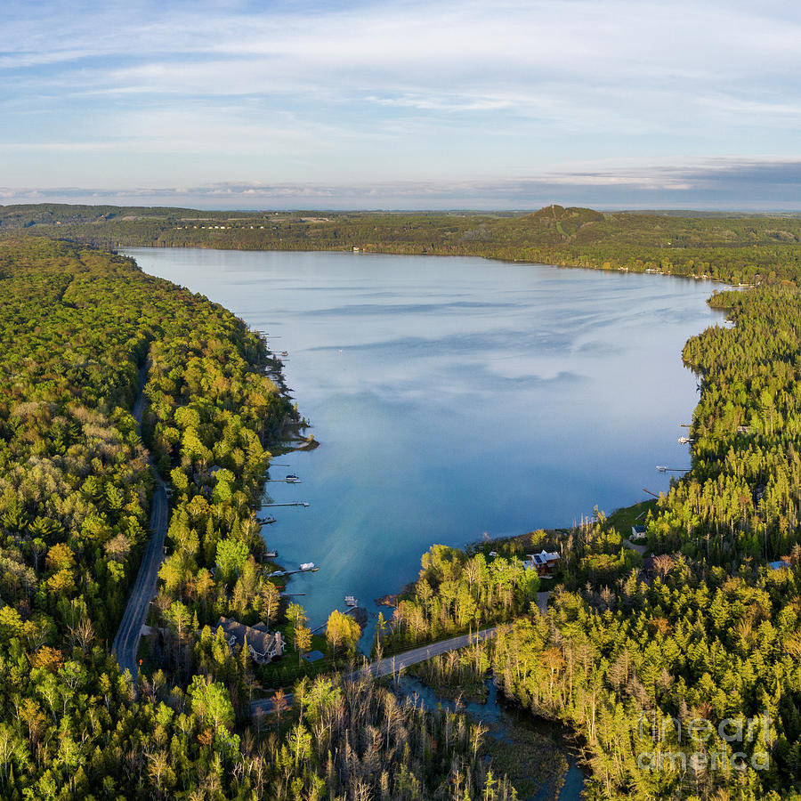 Litte Traverse Lake Aerial Square Photograph by Twenty Two North