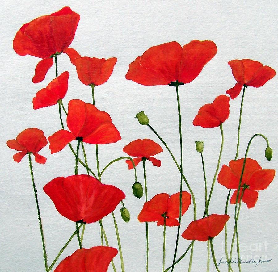 Litter of Poppies Painting by Jackie Mueller-Jones