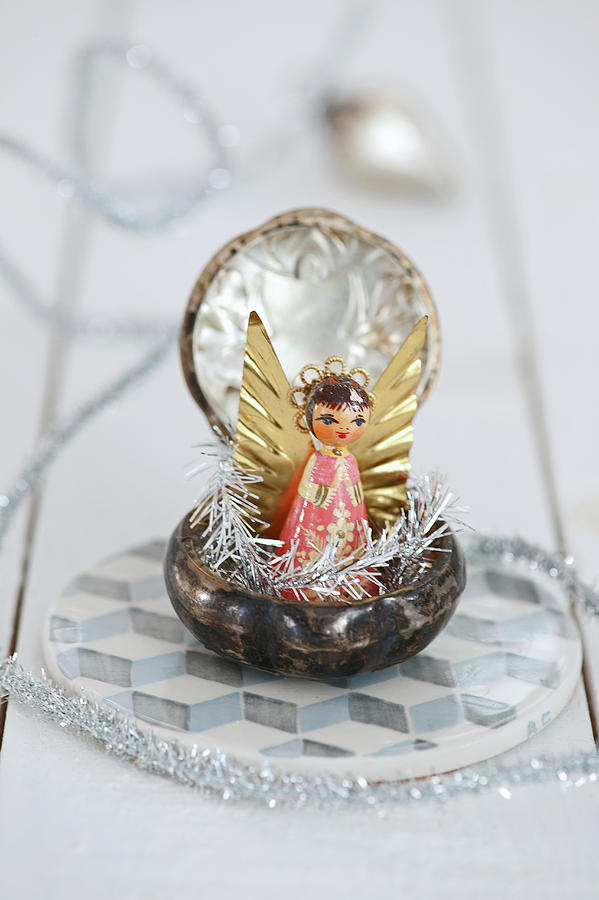 Little Angel With Silver Branches In A Powder Box Photograph by Elisabeth Berkau