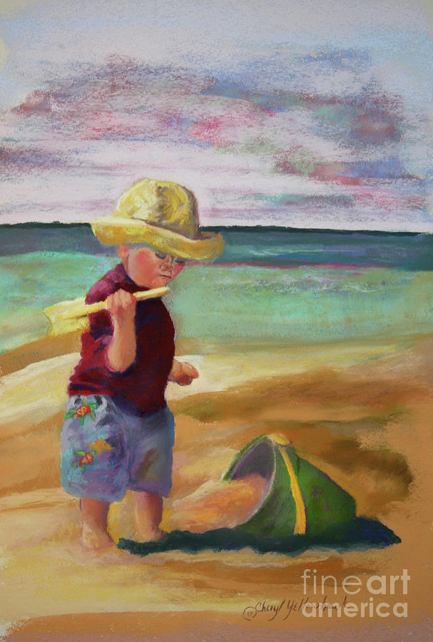 Little Boy Pastel - Little Beach Boy by Cheryl Yellowhawk Little Boy Pastel - Little Beach Boy by Cheryl Yellowhawk