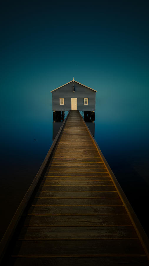 Landscape Photograph - Little Blue Boathouse In Perth by James Zhen Yu