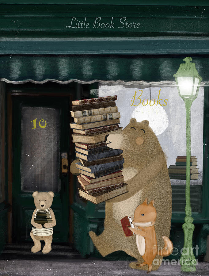 Childrens Painting - Little Book Store by Bri Buckley
