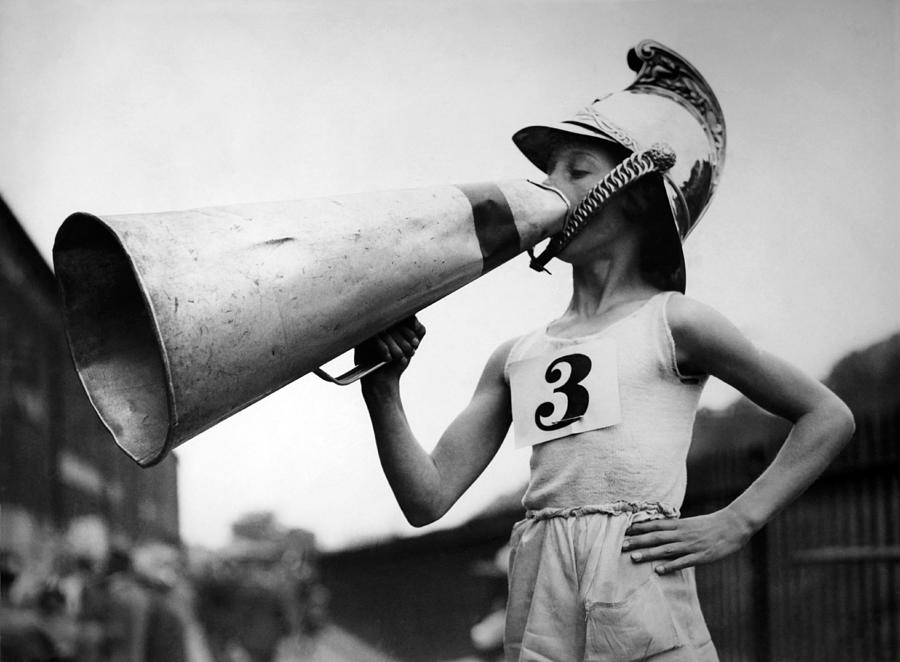 Little Boy With Megaphone At Race Photograph by Keystone-france