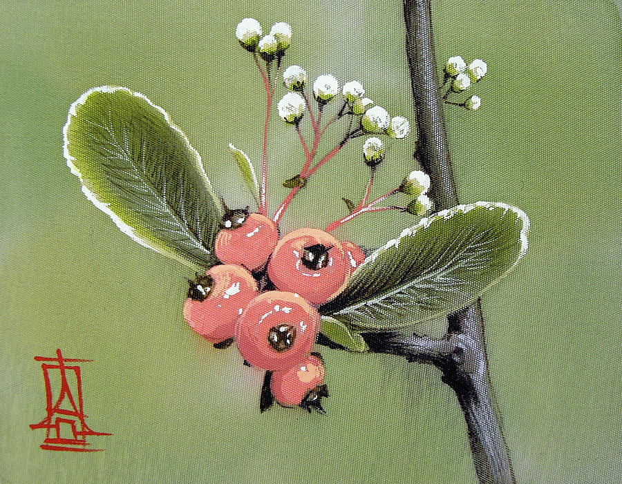 Little Branch with Berries Painting by Alina Oseeva