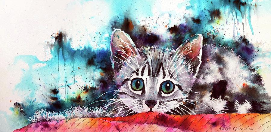 Little Cat Painting by Nicole Gelinas