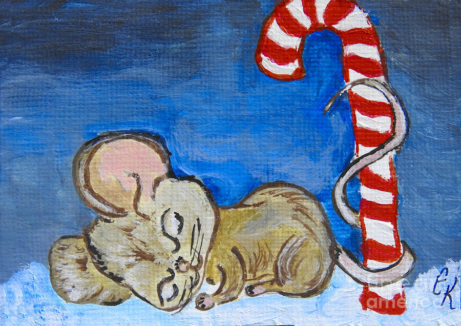 Little Christmas Mouse Painting by Ella Kaye Dickey