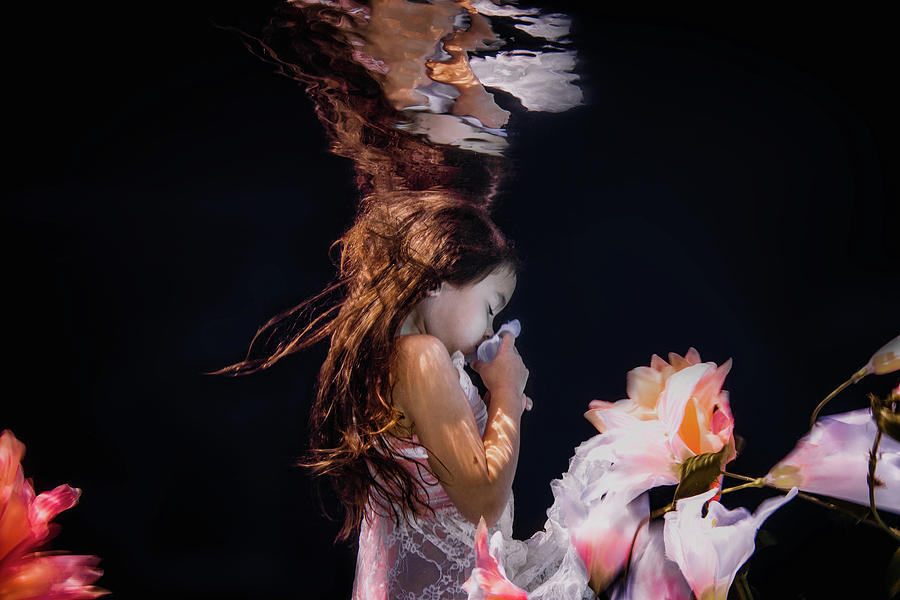 Nature Digital Art - Little Girl In Underwater Garden by Romona Robbins Photography