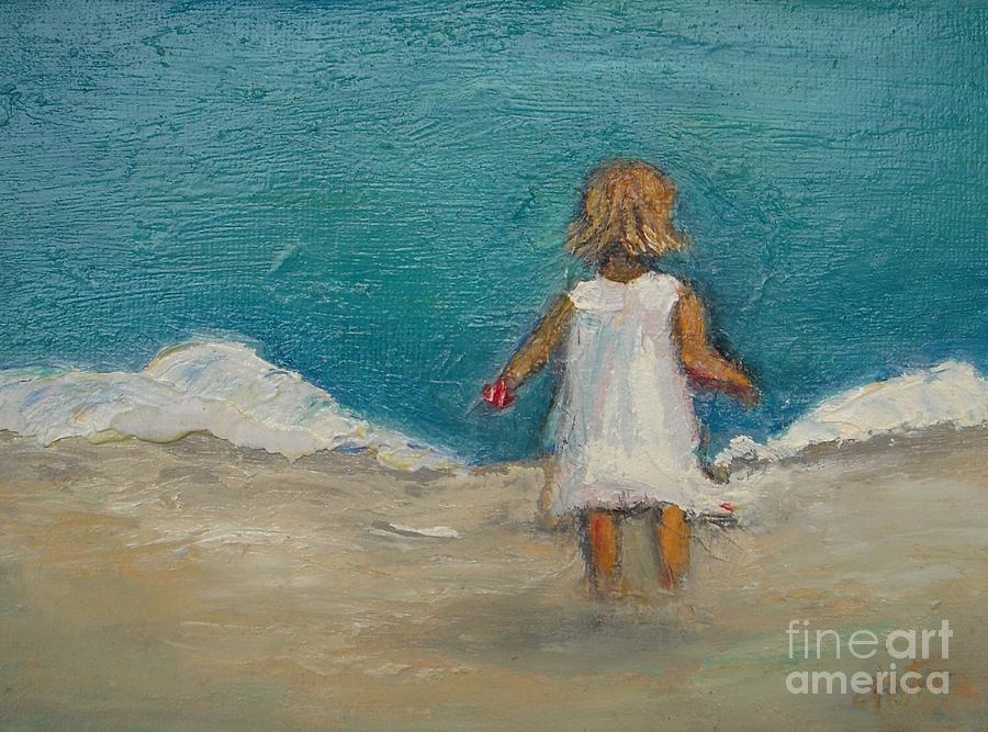 Little Girl on The Beach Painting by Vesna Antic