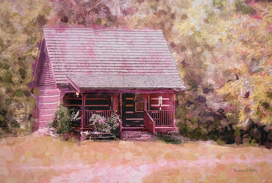 Little house by the Woods Digital Art by Bonnie Willis