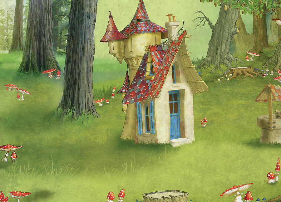 Fantasy Painting - Little House In The Woods by Francois Ruyer
