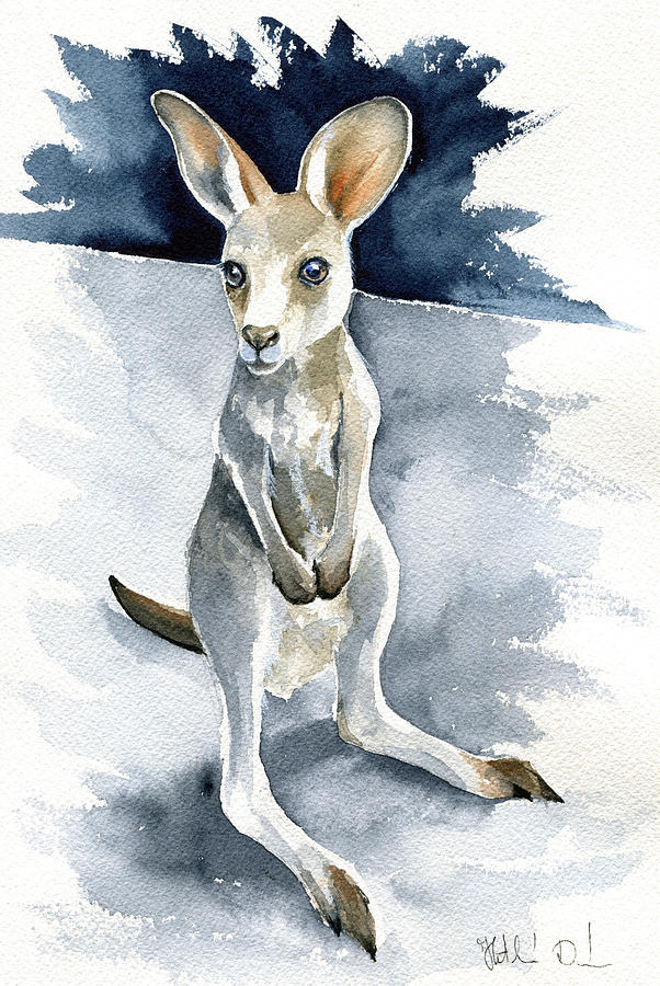 Wildlife Painting - Little Kangaroo  by Dora Hathazi Mendes