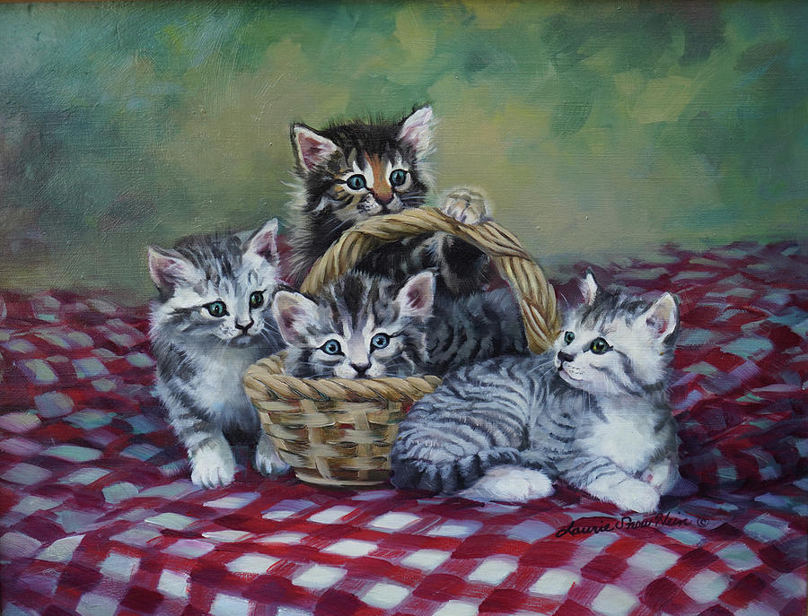 Animal Painting - Having A Picnic by Laurie Snow Hein