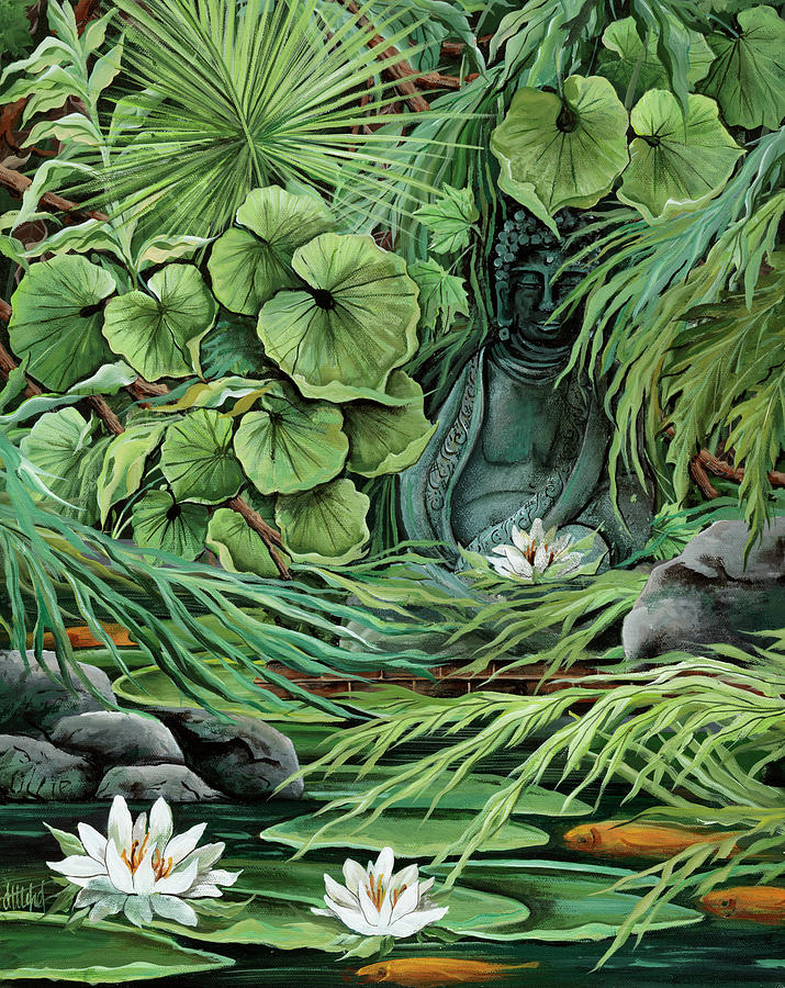 Buddha Statue Painting - Little Koi Pond by Debbi Wetzel