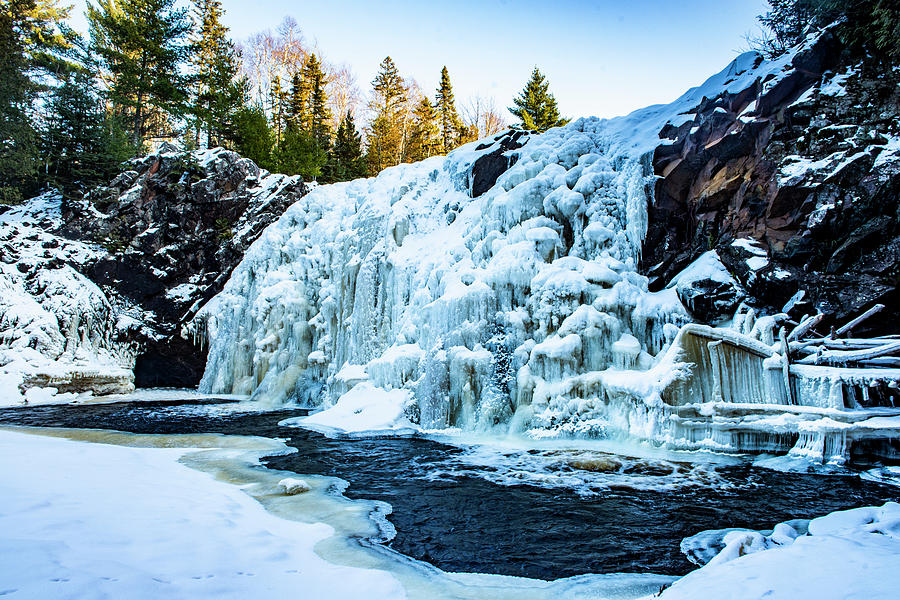 Tree Photograph - Little Manitou Falls - Frozen by Nathan Carlsen