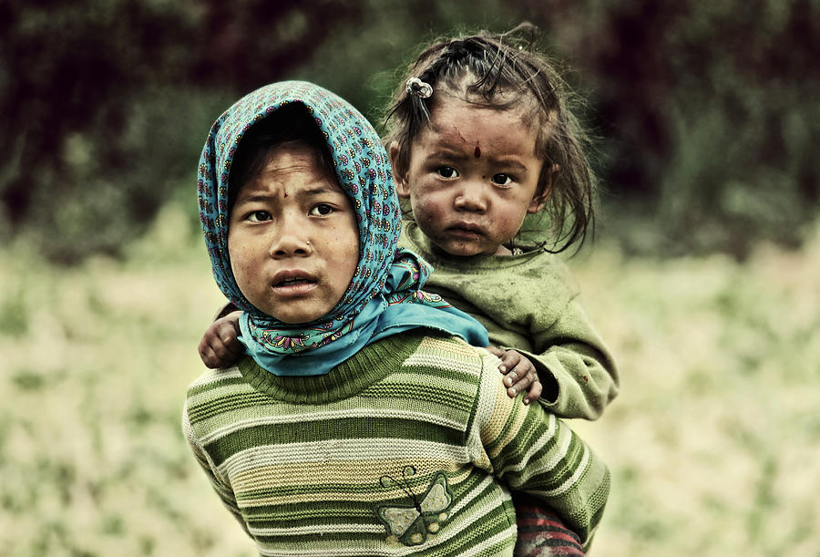 Portrait Photograph - Little Mother by M. Mehdi Fazelbeygi