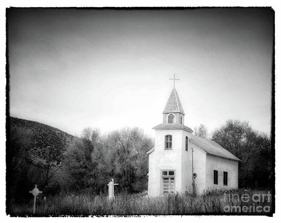 Black And White Photograph - Little Mountain Church by Natural Abstract Photography