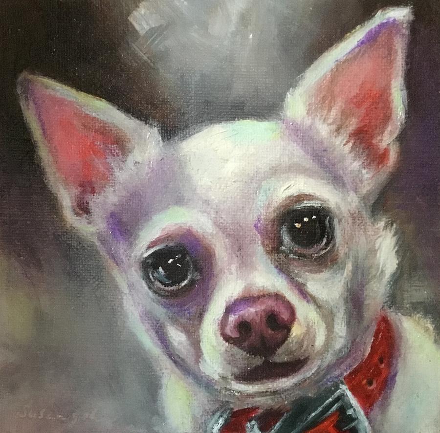 Little princess white cute dog Painting by Susan Goh