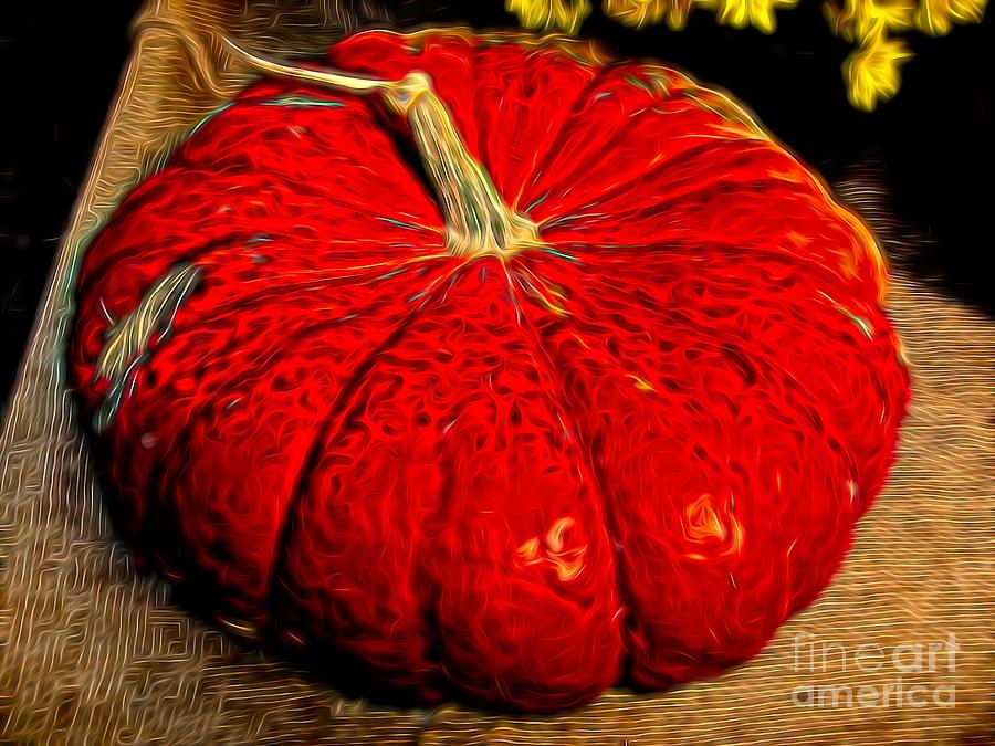 Little Pumpkin with Abstract Brilliant on Black Effect Photograph by Rose Santuci-Sofranko