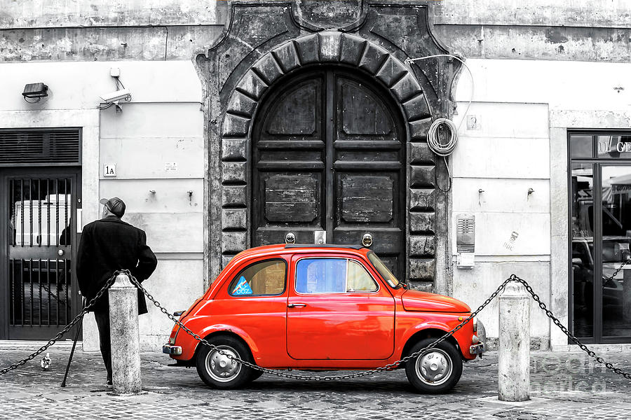 Little Red Fiat in Rome Fusion Photograph by John Rizzuto