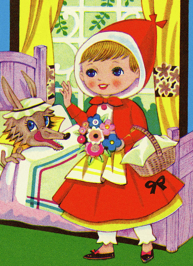 Vintage Drawing - Little Red Riding Hood by CSA Images