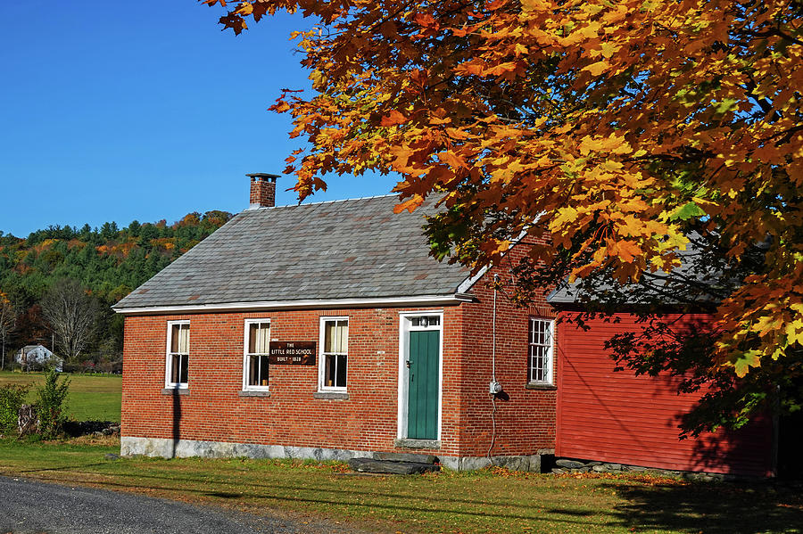 Little Red Schoolhouse Charlemont MA Fall Foliage Photograph by Toby McGuire