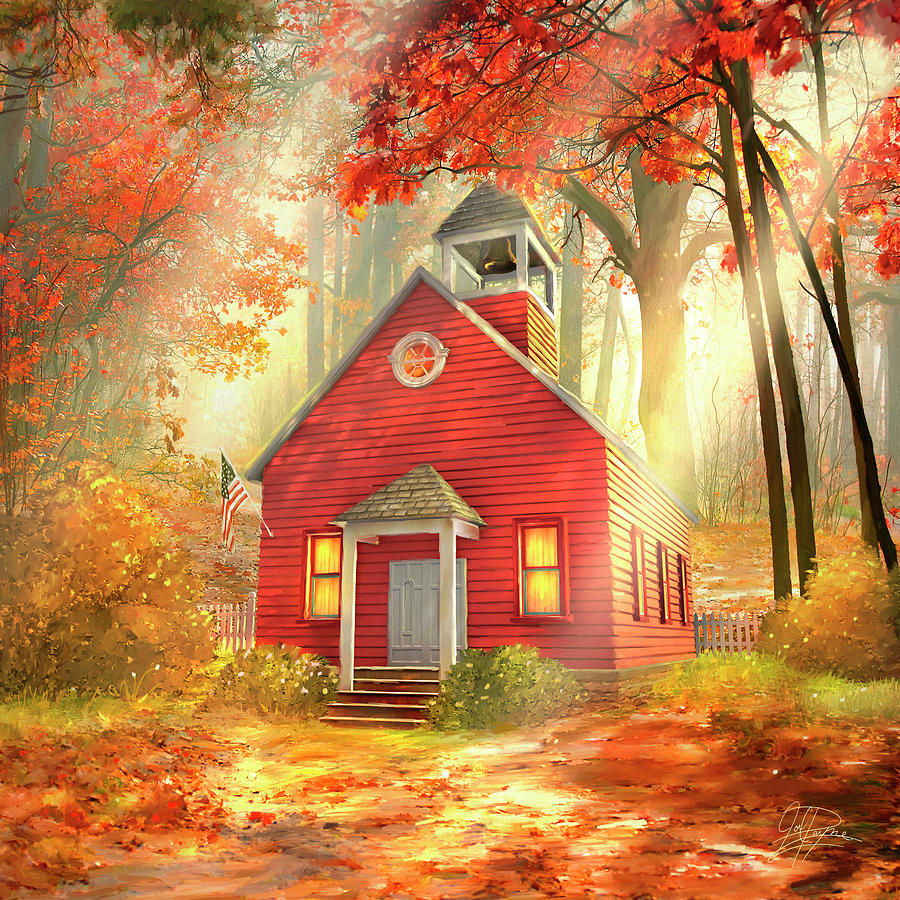 Fall Painting - Little Red Schoolhouse by Joel Christopher Payne