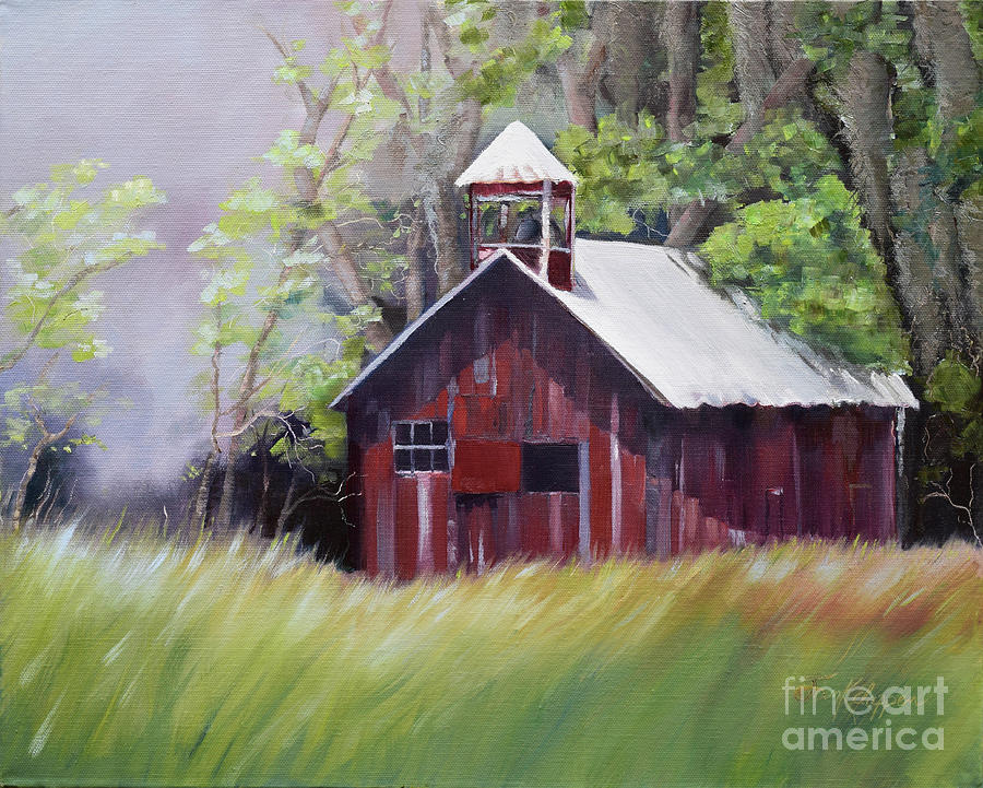 Little Red Schoolhouse - Lyndhurst Plantation - Florida Painting by Jan Dappen