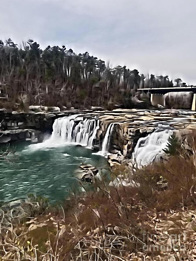 Little River Canyon Falls In Winter Digital Art