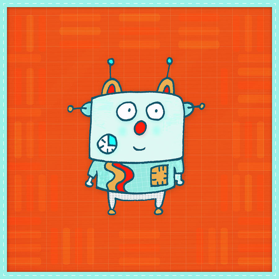 Robot Digital Art - Little Robot Boy by Carla Martell
