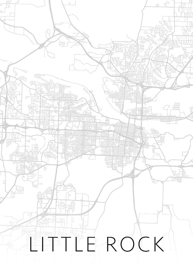 Little Rock Mixed Media - Little Rock Arkansas City Map Black and White Street Series by Design Turnpike