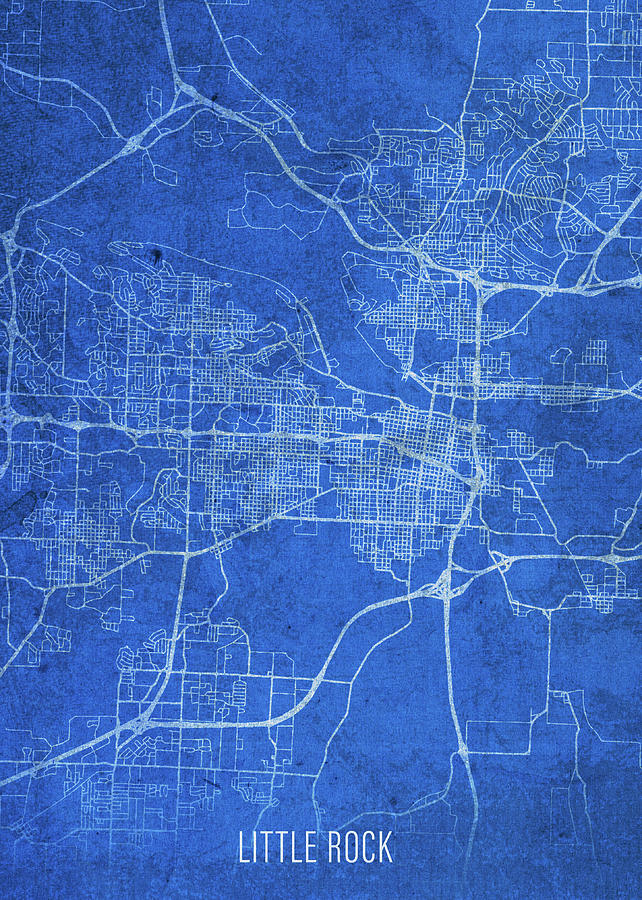 Little Rock Mixed Media - Little Rock Arkansas City Street Map Blueprints by Design Turnpike