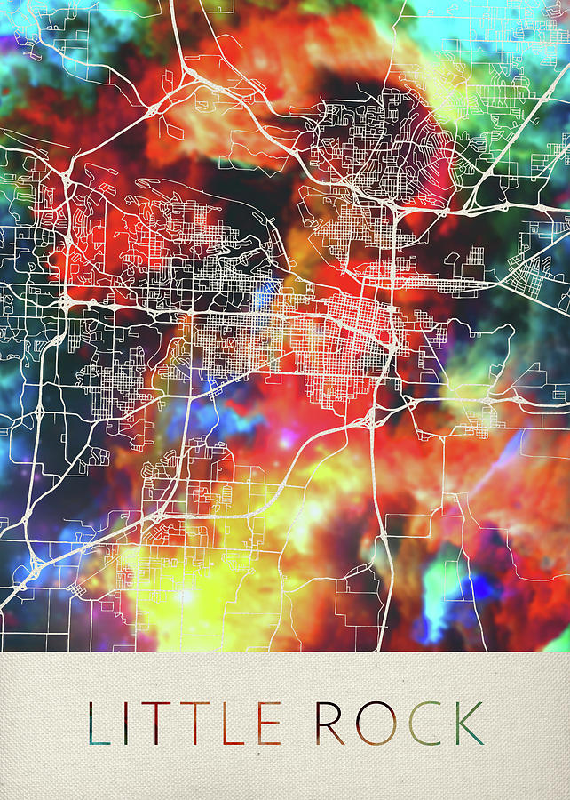 Little Rock Mixed Media - Little Rock Arkansas Watercolor City Street Map by Design Turnpike
