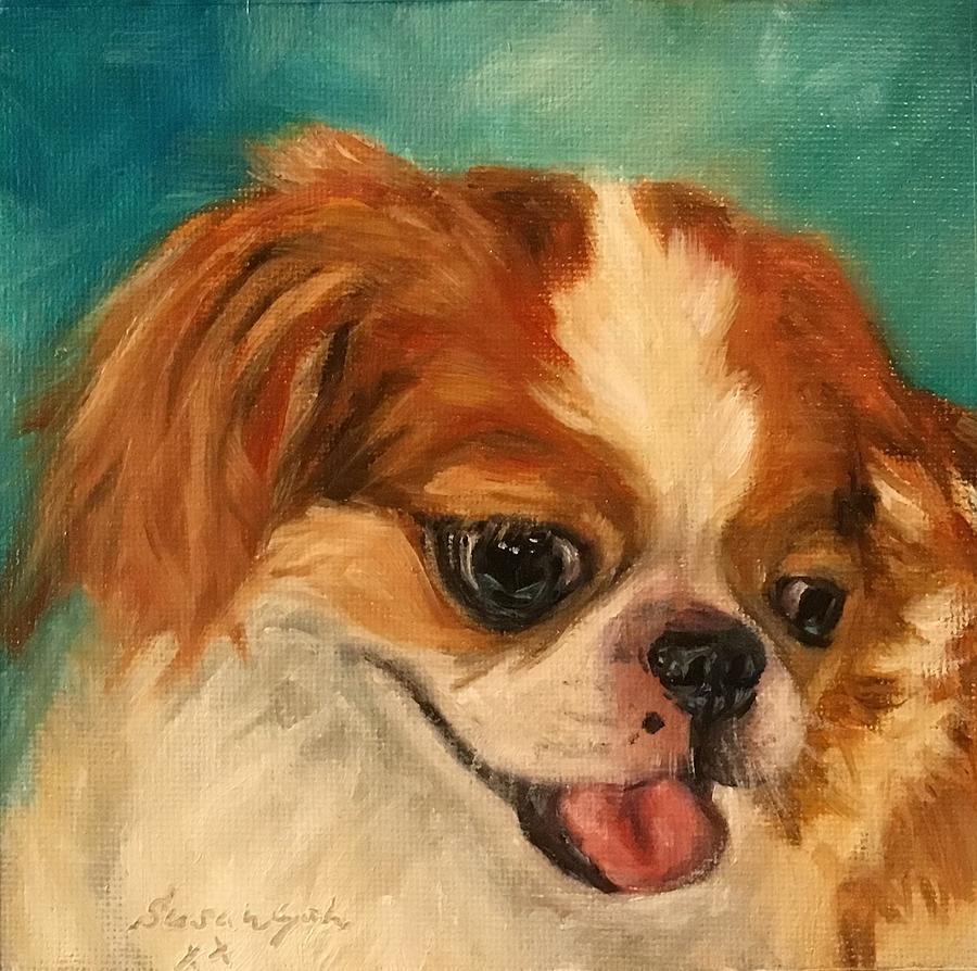 Little sable color dog Painting by Susan Goh