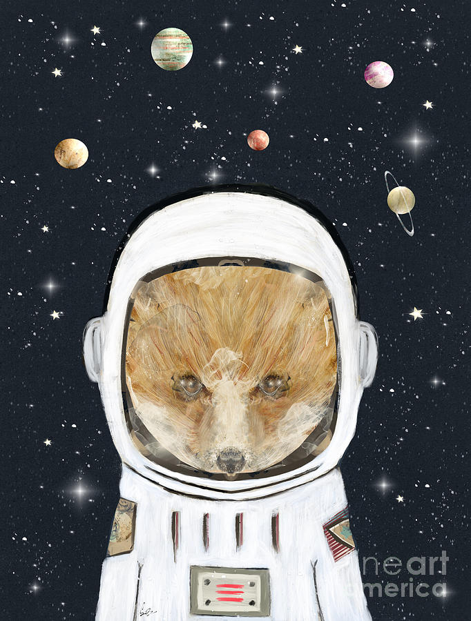 Little Space Fox Painting by Bri Buckley