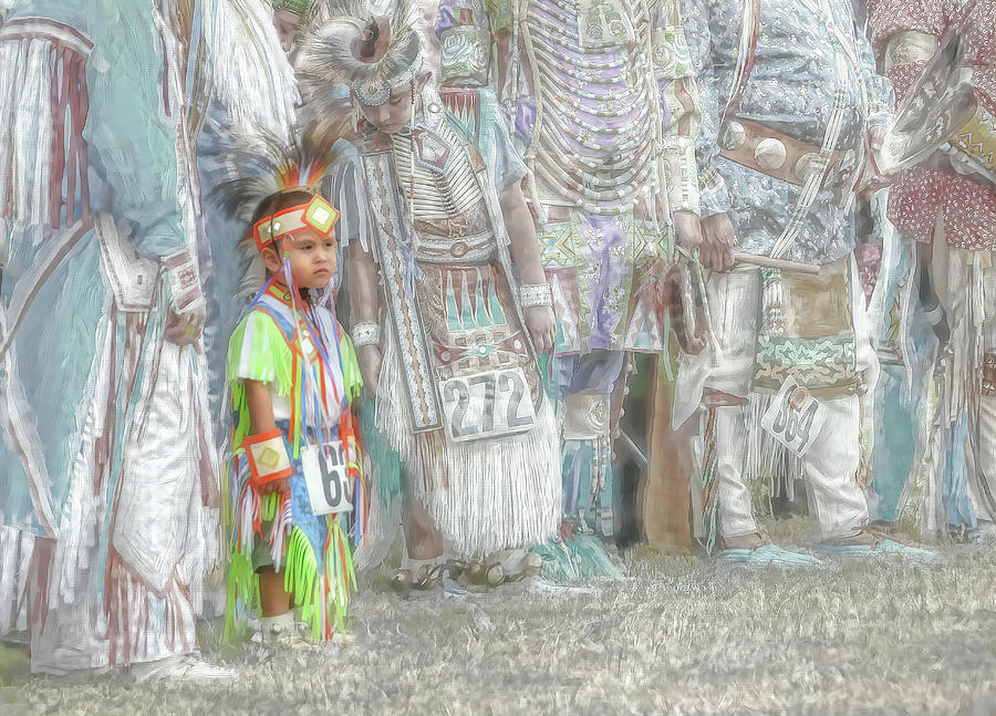 Little Wacipi Dance Contestant Mixed Media by Dyle Warren