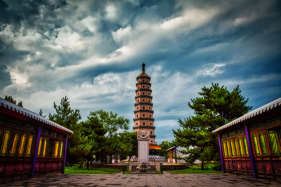 Architecture Photograph - Liuhe Pagoda In Chengde, China by Anchor Lee
