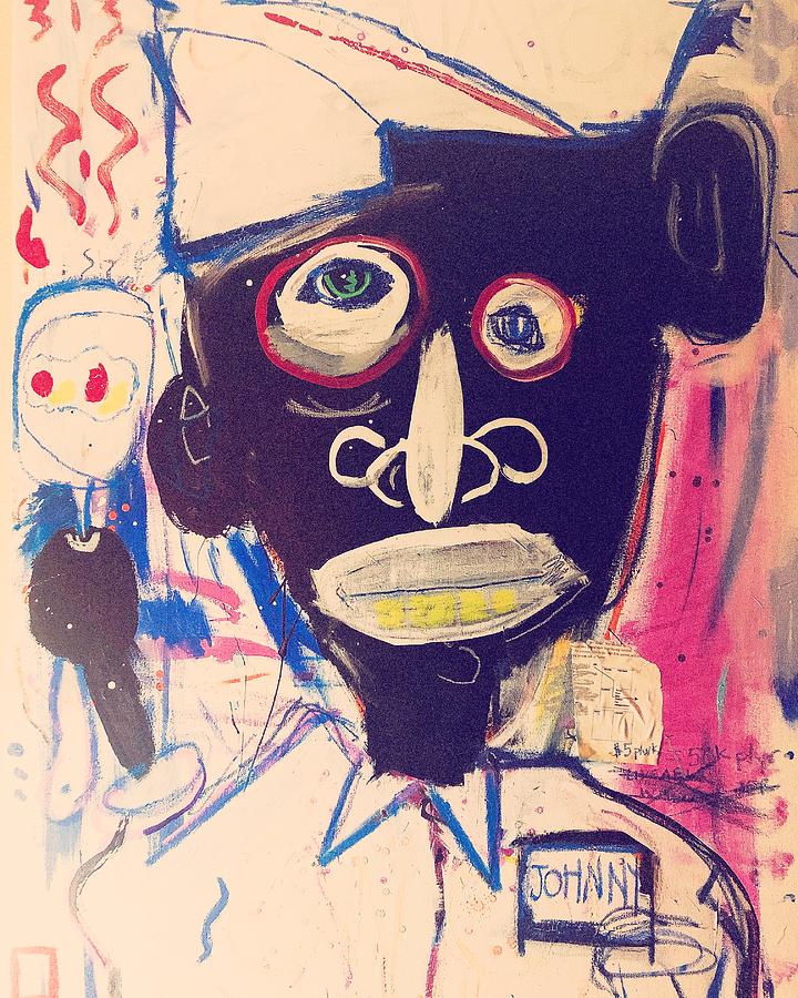 Basquiat Painting - Livable Wage Johnny by Kim Bell Basquiat Painting - Livable Wage Johnny by Kim Bell