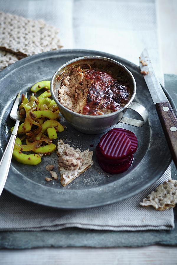 Liver Pt With A Cucumber Chutney And Beetroot Photograph by Charlotte Tolhurst