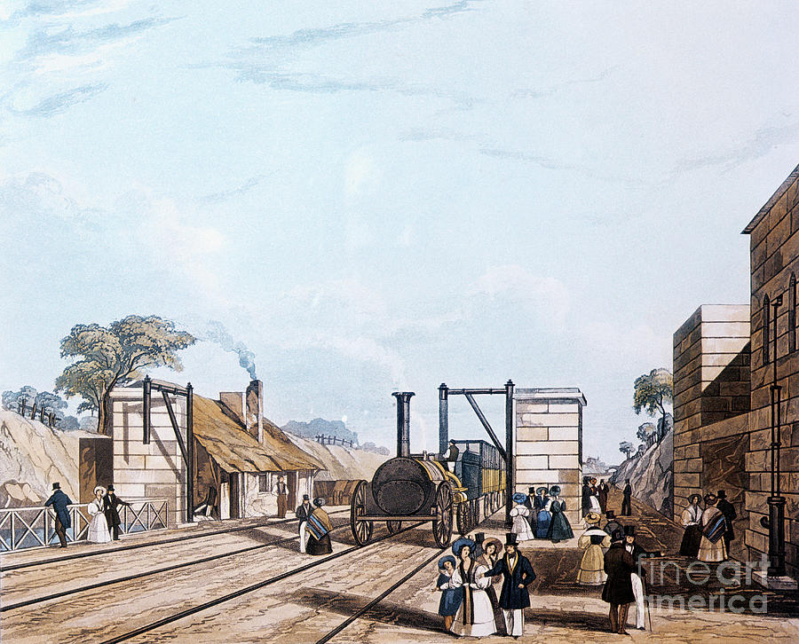 Liverpool And Manchester Railway Taking Water At Parkside, 1831 Painting by Daniel And Robert Havell