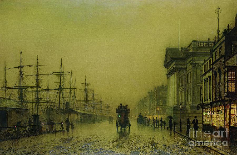 John Atkinson Grimshaw Painting - Liverpool Docks Customs House And Salthouse Docks, Liverpool by John Atkinson Grimshaw